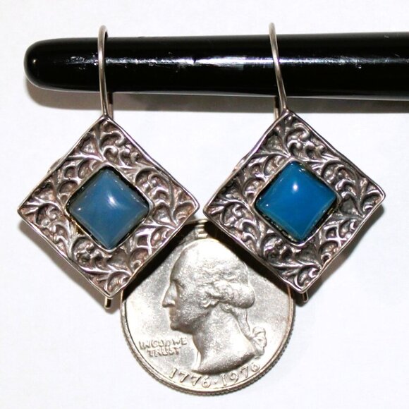 Sterling Silver Shablool Didae Blue Chalcedony Earrings - Picture 2 of 6